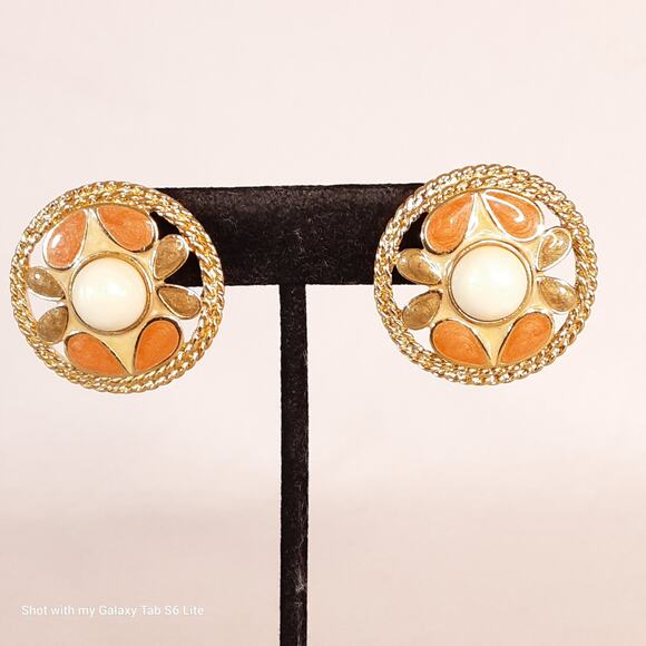 Spike Dome Stud Earrings Gold Tone Post Back - Picture 1 of 10